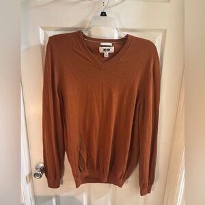 Joseph Abboud Men's V-Neck Rust/Copper 100% Merino Wool Luxury Sweater, Sz XL